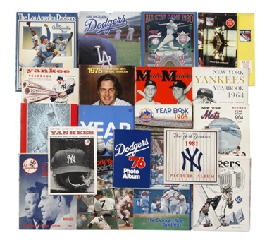 Large New York Sports Publication Lot of Yearbook and Programs From 1950-80s With Yankees, Dodgers, and Rangers